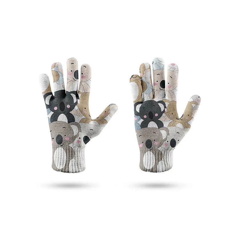 Cartoon Cat Animal Gloves For Women 3D Print Outdoor Cycling Running Harajuku Gloves Touching Compressed Elastic Female Gloves