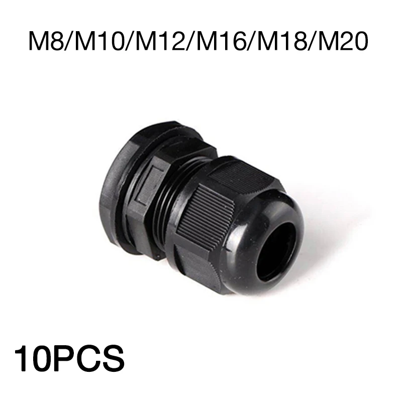 10pcs M8 M10 M12 M16 M18 M20 Cable Gland M Nylon Plastic Wire Glanding IP68 Waterproof Connector