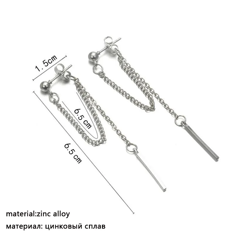 Korean Fashion Tassel Earrings Silver Color Metal Thread Pendants Dangle Earrings for Women Girls Trendy Ear Decoration