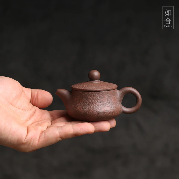 |Lin Nanyou's hand-held teapot Chaozhou specialty raw mineral vermilion clay small teapot