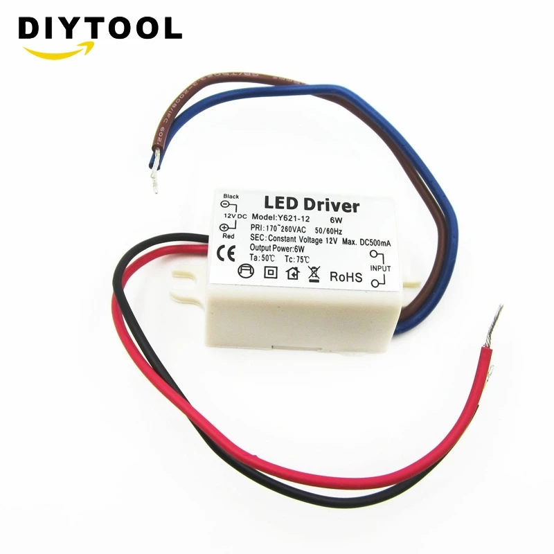 6ワットワットパワーled fahren定電流AC170V-260V 50-60hz 500mA dc 12v
