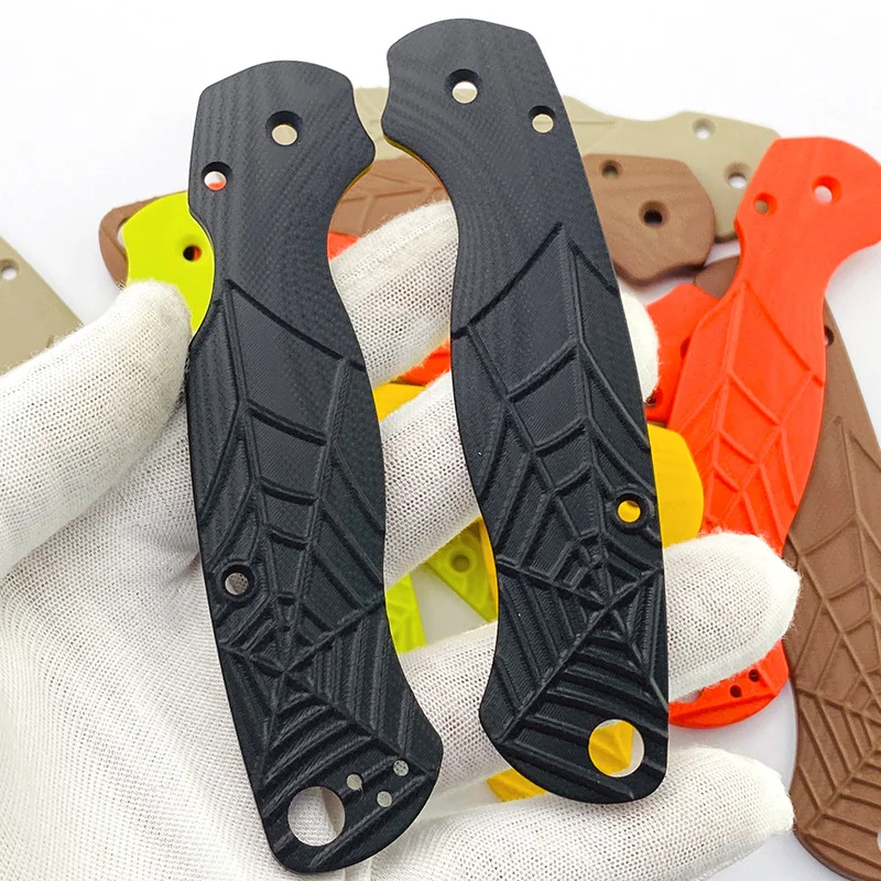 Spider Web Type G10 Material Folding Knife Handle Patches Scales for Spyderco C81 Paramilitary 2 Para2 Grip DIY Accessories