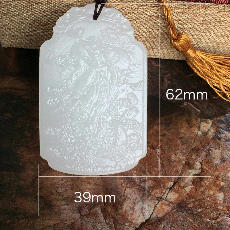 Hot selling natural hand-carve Jade Jiutianxuan Girl Yuanjun Taoism pendant Necklace Pendant fashion jewelry Men Women LuckGifts