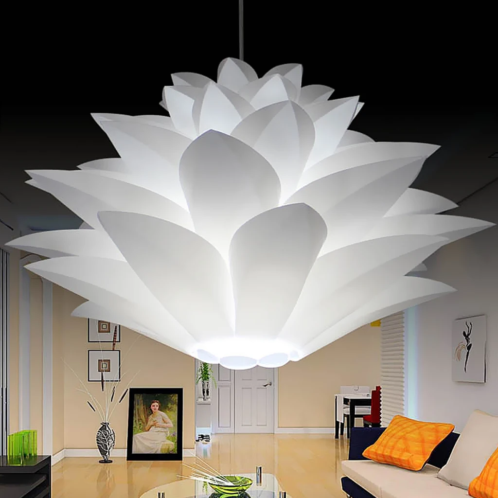 Decorative Lotus Chandelier Lampshade Ceiling Pendant Light with 110cm/43.3inch Chain for Office Bedroom Restaurant Home