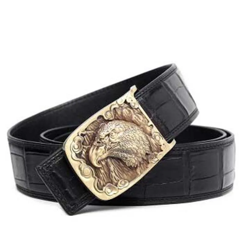 VVBrown  new Brass buckle  crocodile  men  belt  business  Smooth buckle   men belt  crocodile  belt