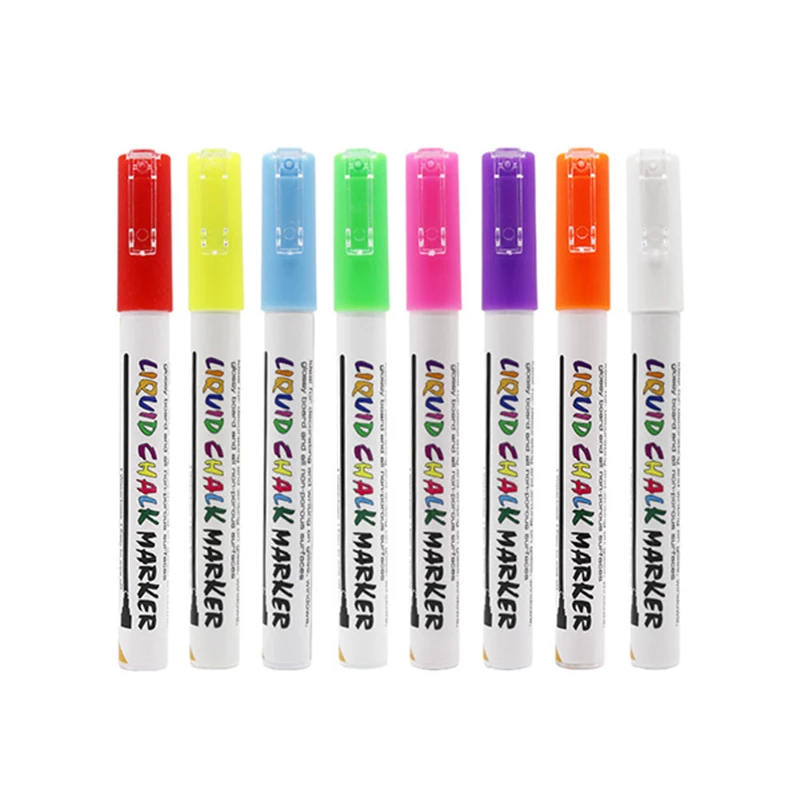 Neon 8 Pack Wet Erased Liquid Chalk Markers for Glass, Non Porous Chalkboard, Blackboards, Ceramics, Stone, Mirror