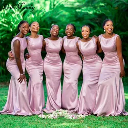 Pink Mermaid African Bridesmaid Dresses 2021 Formal Long Wedding Party Dress Women Formal Plus Size Robe de soirée de mariage