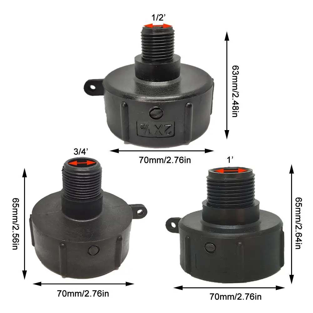 Adaptador plástico do tanque do ibc 1000l ibc tote conector do tanque acessórios do tambor da tonelada preto