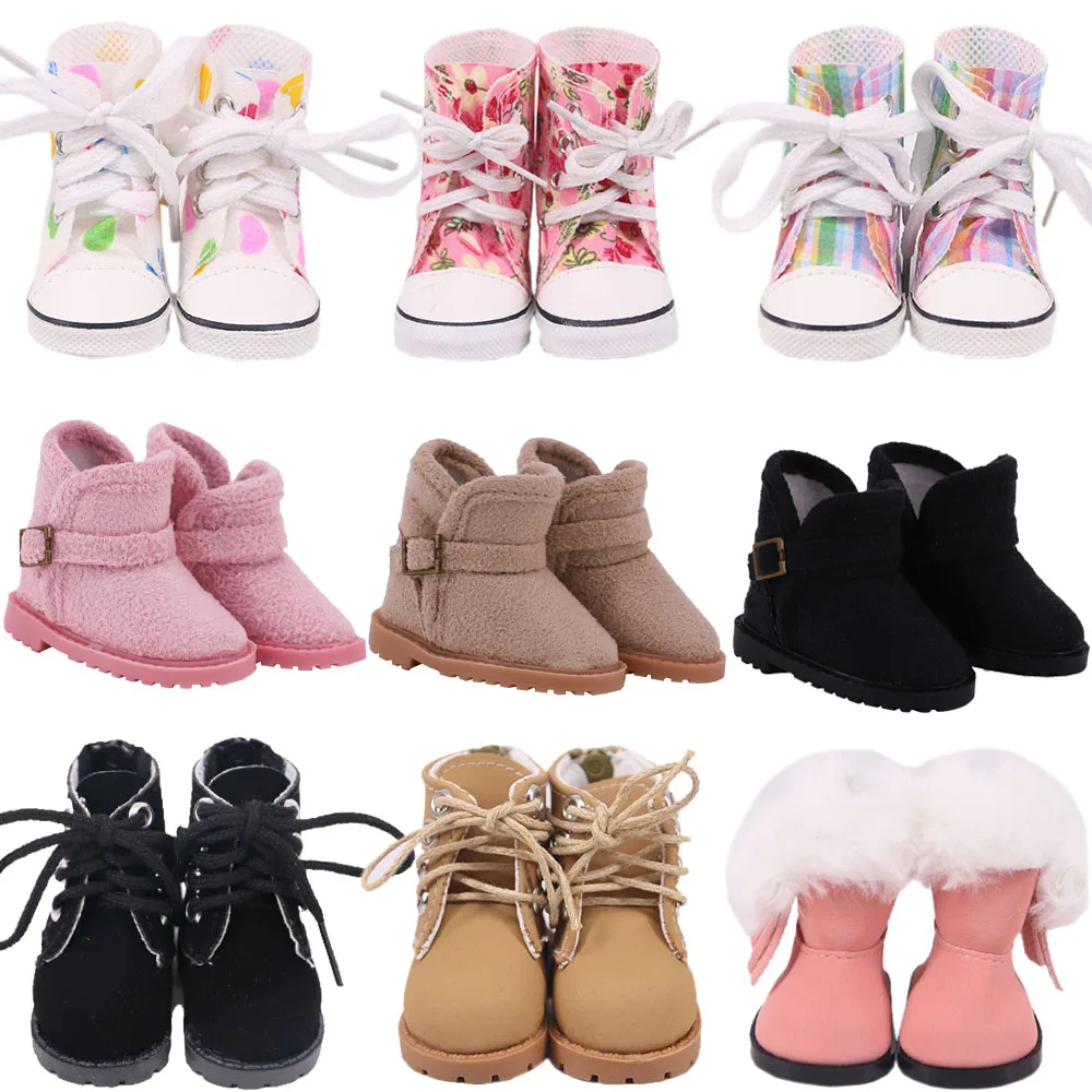 Botas altas florales para muñeca, zapatos con hebilla de gato bonito de 5Cm, botas Martin para Paola Reina de 32-34Cm y muñeca Wellie Wisher de 14