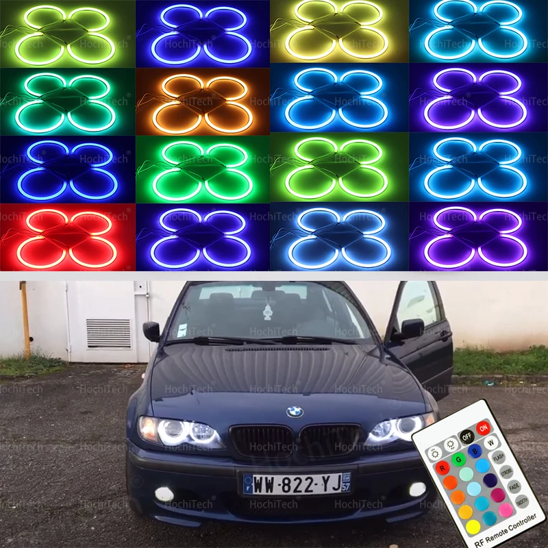 Multi Color RGB Cotton Light LED Angel Eye  Remote Control for BMW 3 Series E46 320d 320i 323i 328i 330i 325xi 330d 1998-05