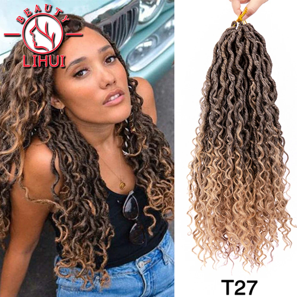 가짜 Locs Curly Crochet Braid Hair 14 "Pre Looped 여신 Locs 곱슬 머리 합성 열정 Twist Hair 70 그램/갑 24Strands