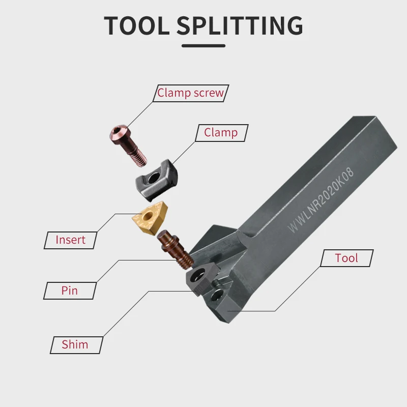 WWLNR2020 WWLNR2525 WWLNR3232 porte-outil de tournage externe cnc outils, WNMG Inserts en carbure WWLNR barre de tour CNC ensemble d'outils de coupe 1 pcs usinage metal outils tour