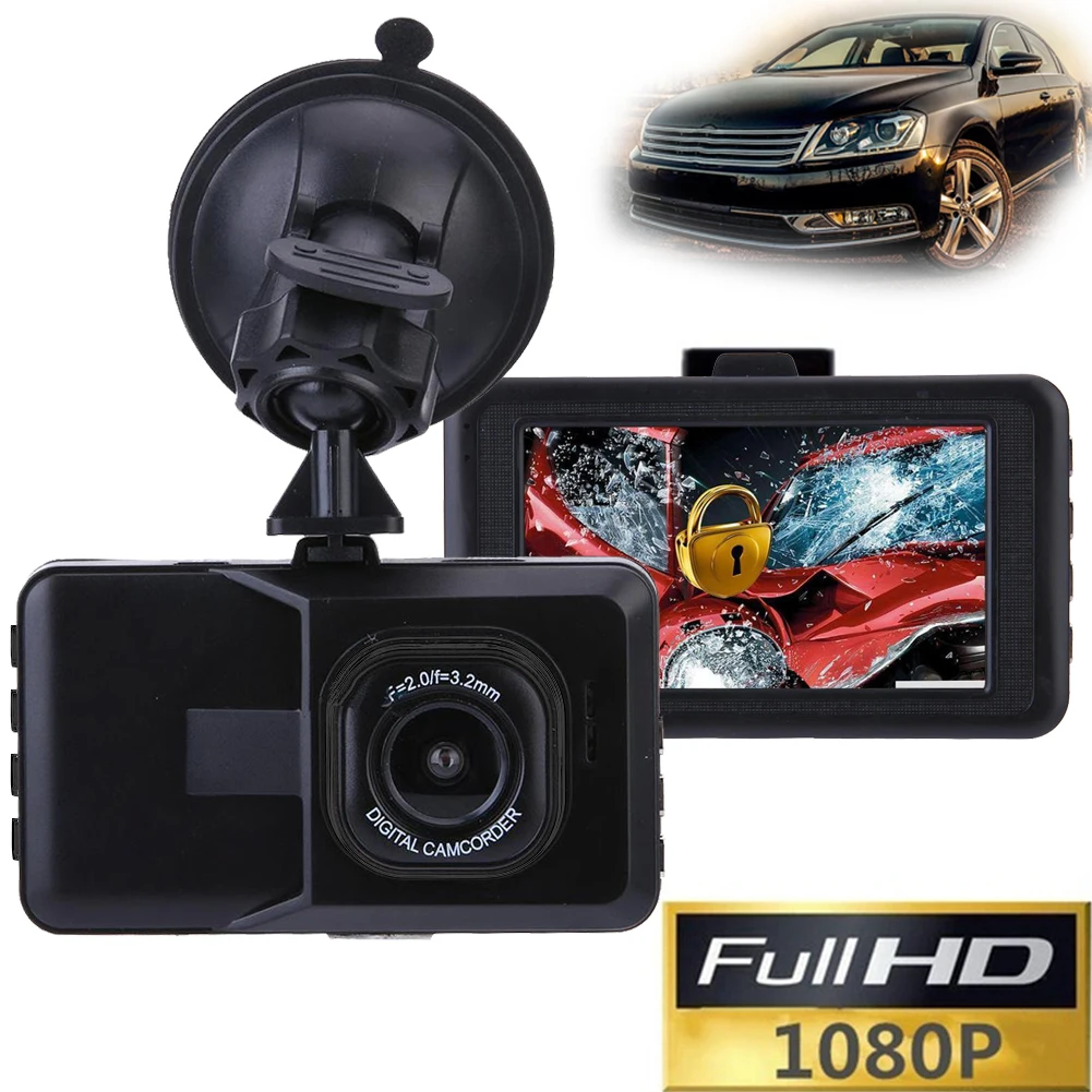 1080P Car DVR Full HD 3inch TFT 1200 Million Piexl Car Camera with Motion Detection Night Vision G Sensor with Bracket Cable Set