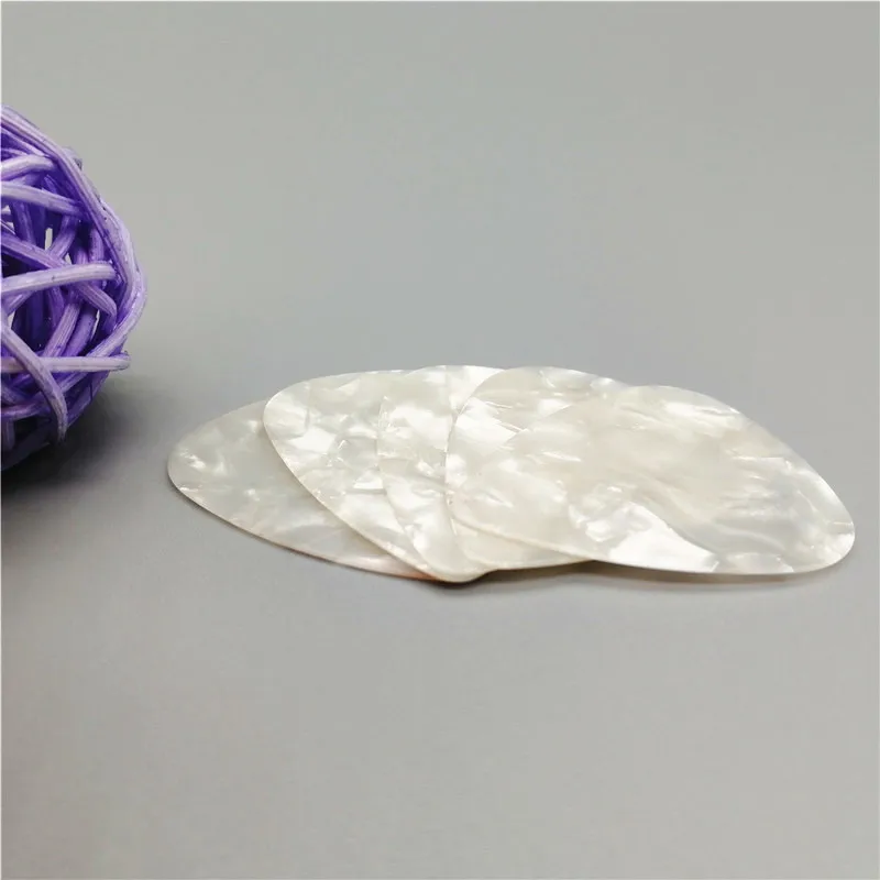 Pearl White Guitar Picks, Pearl White, Celluloid, Pelctrum, Blank White, 200Pcs, Batch, 0.46mm, 0.71mm, 1.0mm