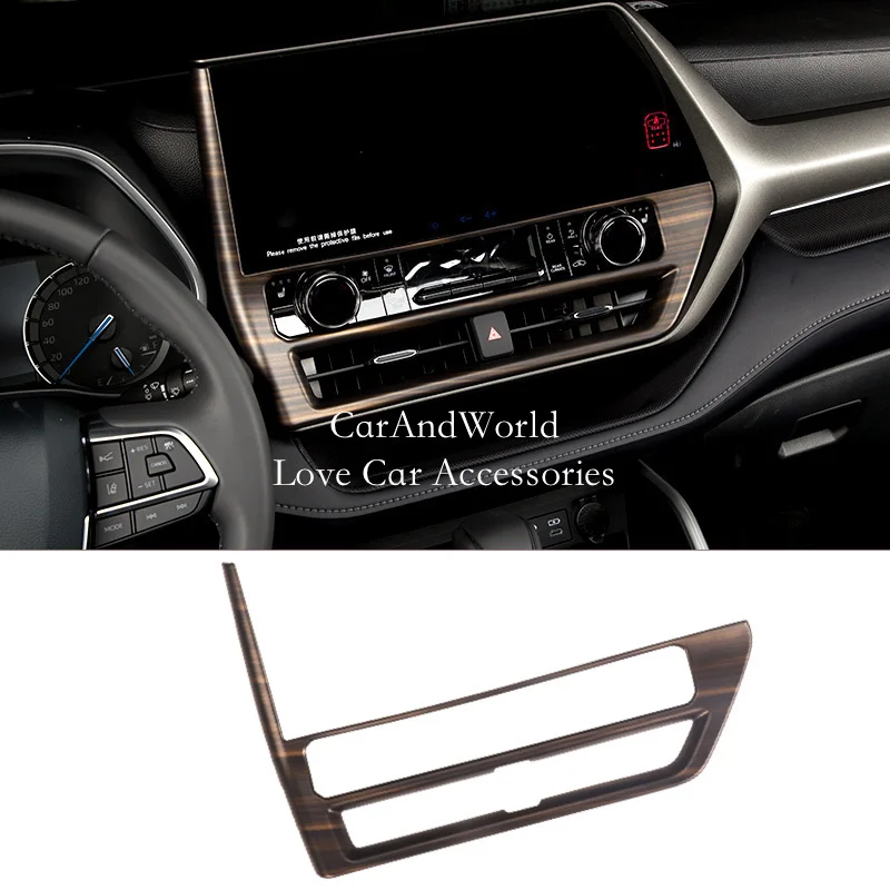 Carbon Fiber Interior Center Air Condition Vent Frame Cover Trim For Toyota Highlander Kluger XU70 2021 2022 Car Accessories