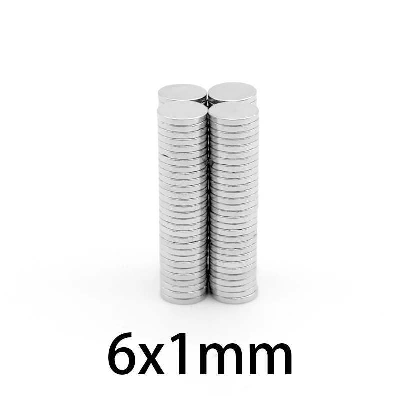 

50~1000 pcs 6x1mm Neodymium Magnet Strong 6mm x 1mm Permanent Magnet Small Round 6x1mm Thin Powerful Magnetic Magnet 6*1mm