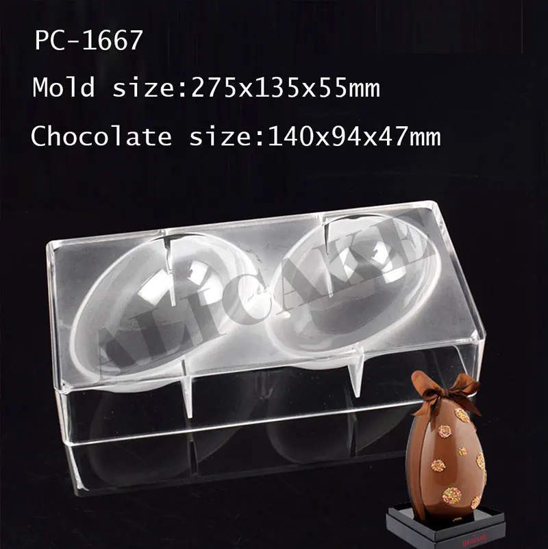 Chocolate Mold Polycarbonate Happy Easter Egg Chocolate Mould Cake Decoration Form Smooth Egg Confectionery Baking Bakery Tools