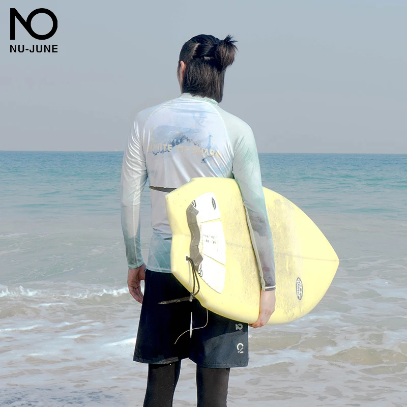 Nu-czerwiec 50UV Protect Surfing Rash Guard mężczyźni stroje kąpielowe strój kąpielowy z długim rękawem męskie Rashguard Surf Shirt do pływania Sail