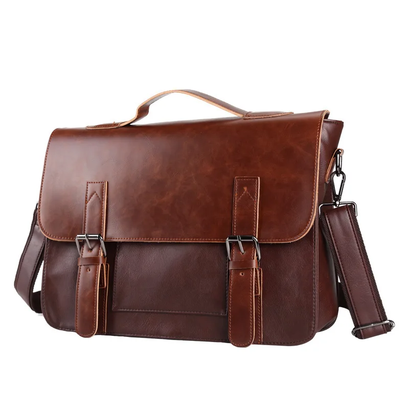 Men's Cowhide Leather Briefcase Mens Genuine Leather Handbags Crossbody Bags High Quality Luxury Business Messenger Bags Laptop