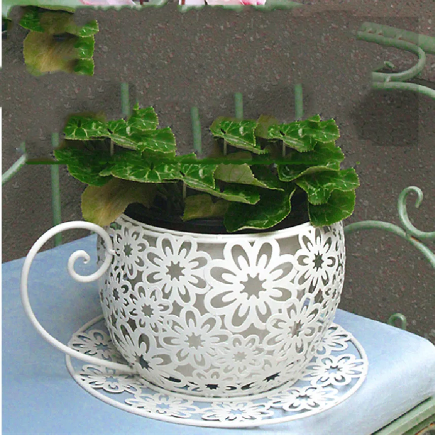 Imagem -04 - Enfeites de Ferro Forjado para Decoração de Flores Vaso Decorativo com Tempero em Forma de Ferro Forjado para Área Externa