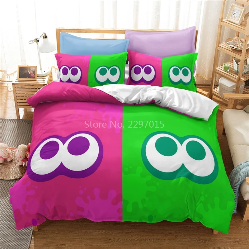 Home Textile Splatoon 2 3d Printed Bedding Set Cartoon Game Duvet Cover Set Pillowcase Twin Queen King Bed Linen Kids Bedclothes