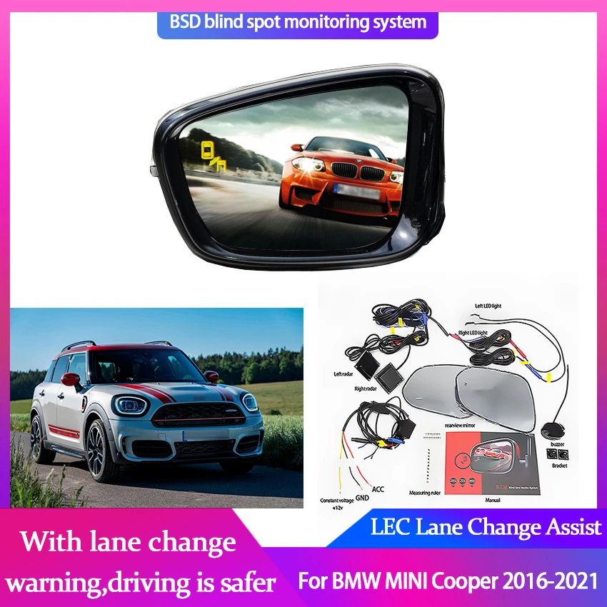 Blind Spot Detection System For BMW MINI Cooper 2016-2021 Detection System Microwave Assist Sensor Mirror LED Light Warning