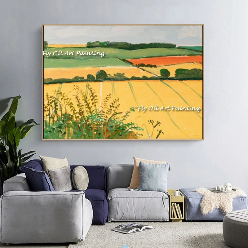 

wall painting Hand Painted Abstract David hockney landscape Oil Paintings On Canvas Pop Art Modern Wall Picture For Living Room