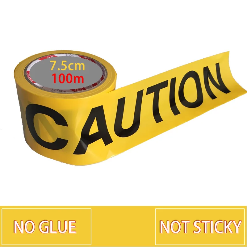 1/Roll 7.5cm*100m PE Warning Tape No Glue Caution Barrier Remind Work Safety Scene DIY Isolation Line For Bar Mall Store School