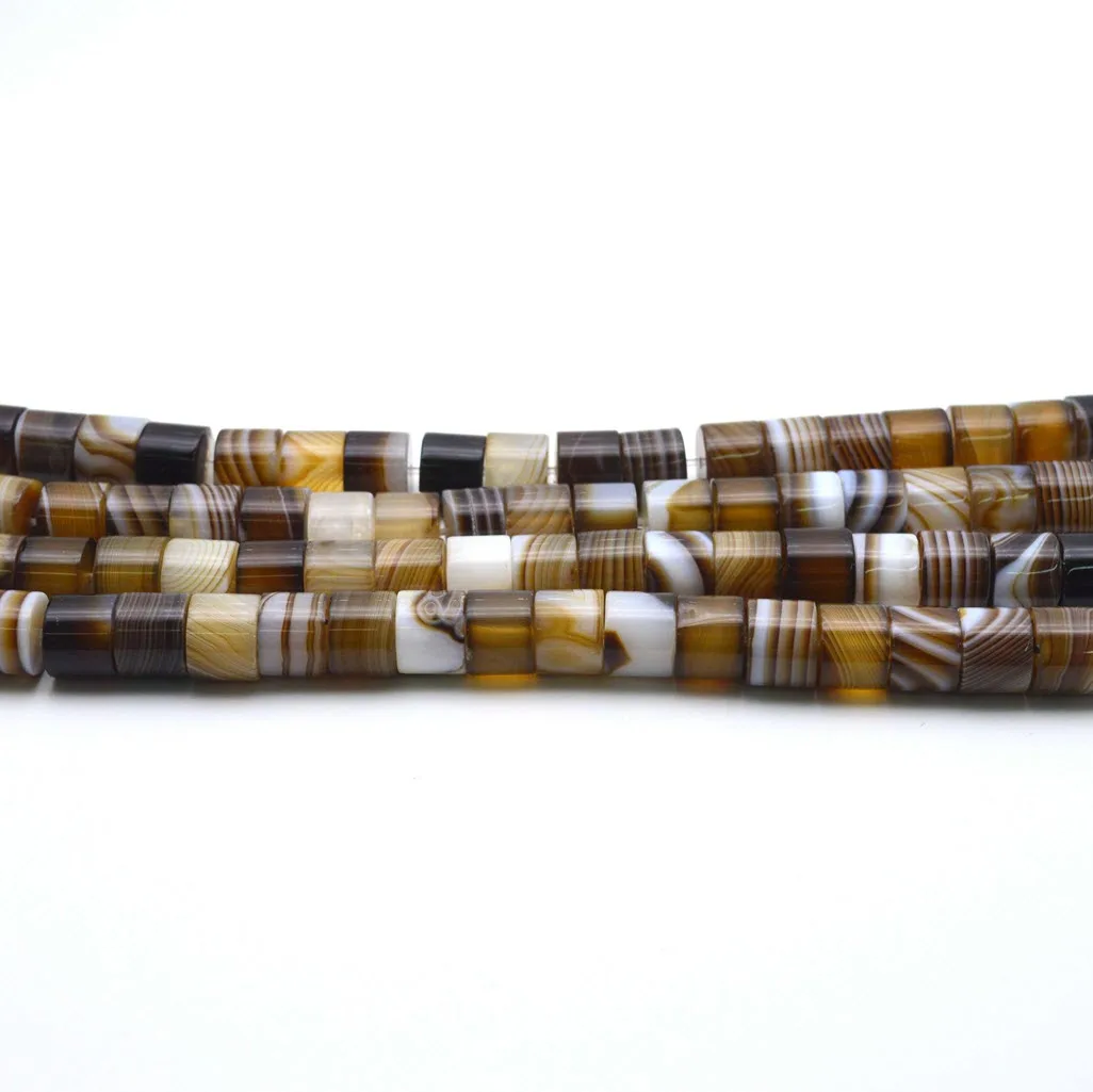 Natural Stone Coffee Agate Stone 8x10mm Cylinder Beads Spacer Beaded 15\'\' Strand For DIY Jewelry Making Bracelet Accessories