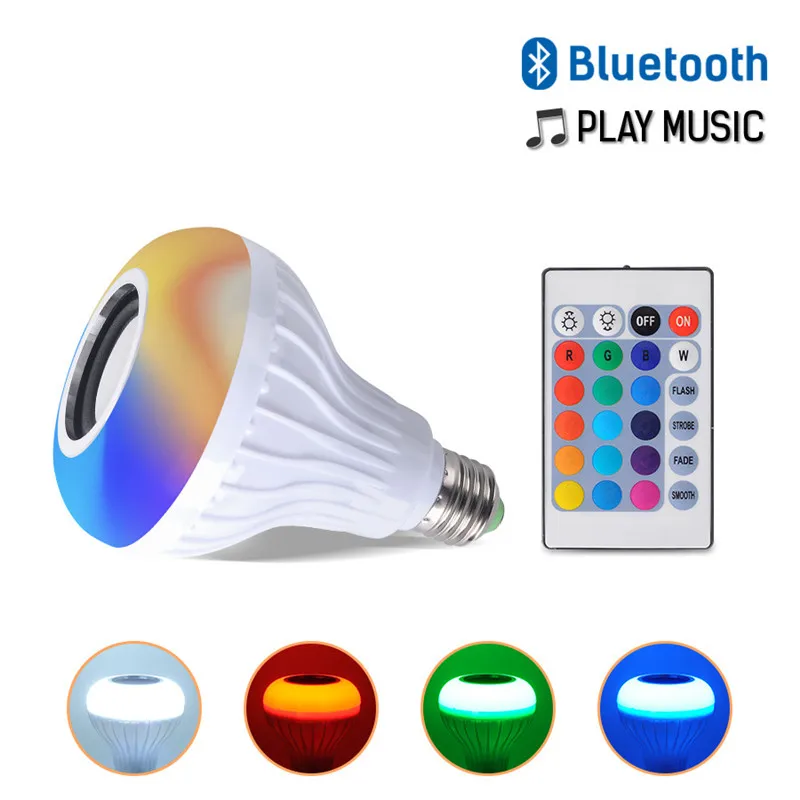 

E27 Smart RGB RGBW Wireless Bluetooth Speaker Bulb 220V 10W LED Lamp Light Music Player Dimmable Audio 24 Keys Remote Controller