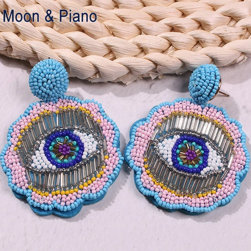 Bohemian Handmade Beads Big Eye Tassel Drop Earrings For Women Wedding Trendy Girls Party Gift Statement Eardrop Fashion Style