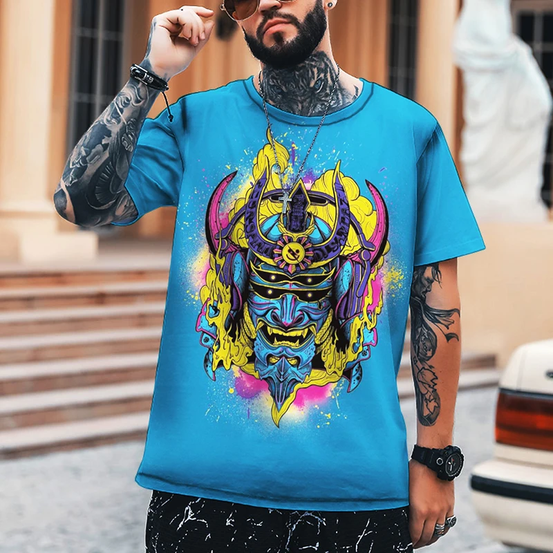 Japanese Samurai T-Shirts Oni 3D Printed Harajuku Streetwear Men Women Fashion Hip Hop Oversized T Shirt Tees Tops Male Clothing