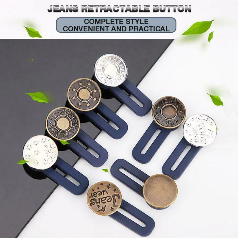 10pcs/Set Retractable Jeans Button Fashion Unisex Belt Buckle Hot Sale Adjustable Extended Women Men Jeans Pants Buttons