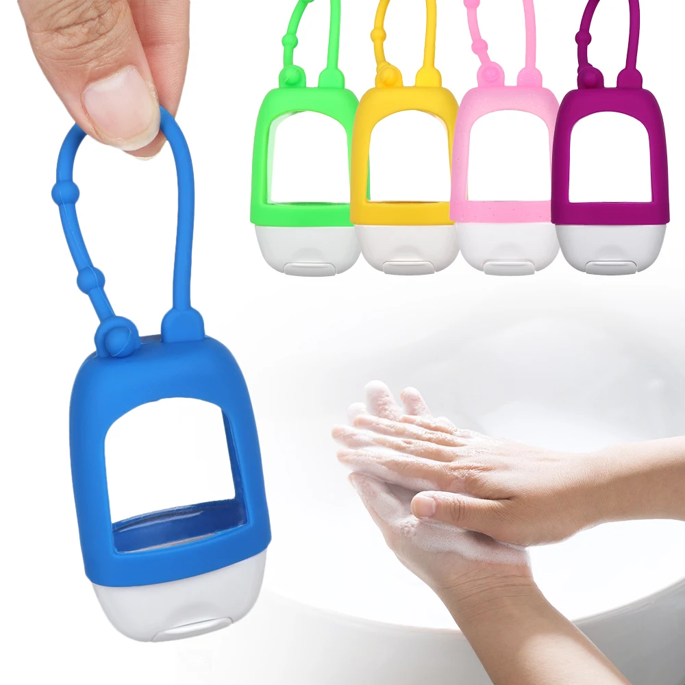 30ml Portable Hand Sanitizer Bottle Reusable Travel Durable Silicone Keychain Holder Gel hand Soap Empty Container Sub-bottling