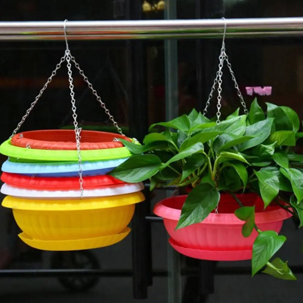 Hanging Flower Pot Shockproof Flower Pot Plastic Draining Hole Durable Smooth Surface Plant Pot