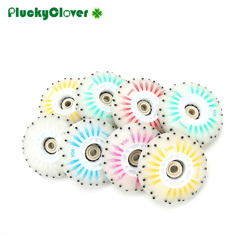 8pcs Flint Spark Flash Skate Wheel 72mm 76mm 80mm Fire Stone Wheel Inline Roller Slalom Skates Luminous Led light Skating Wheels