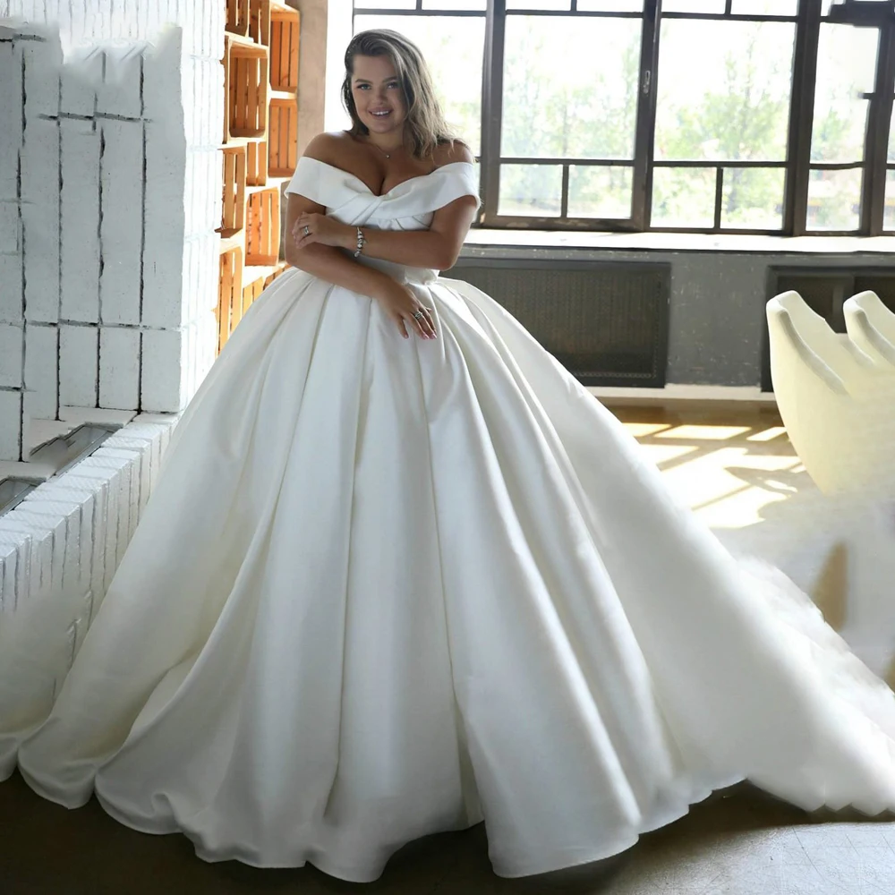 Ueteey plus size vestido de casamento cetim sem mangas zíper volta 2022 simples a linha querida princesa vestidos de noiva novia