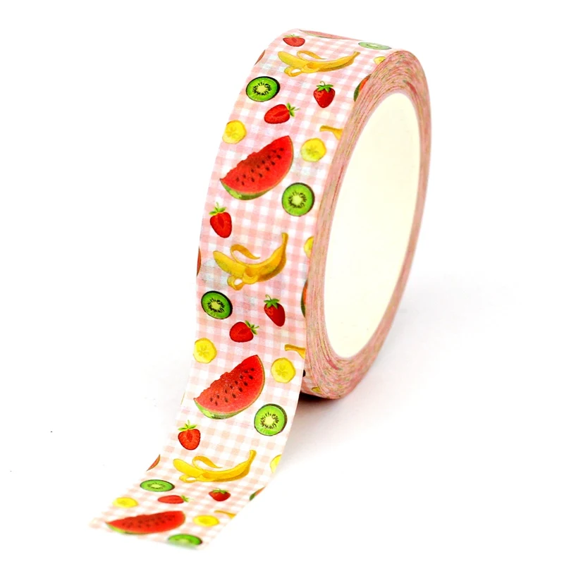 NEW 10PCS./Lot Decorative Cute Fruit Watermelon on Pink Grid Washi Tapes Scrapbooking Planner Adhesive Masking Tape Papeleria