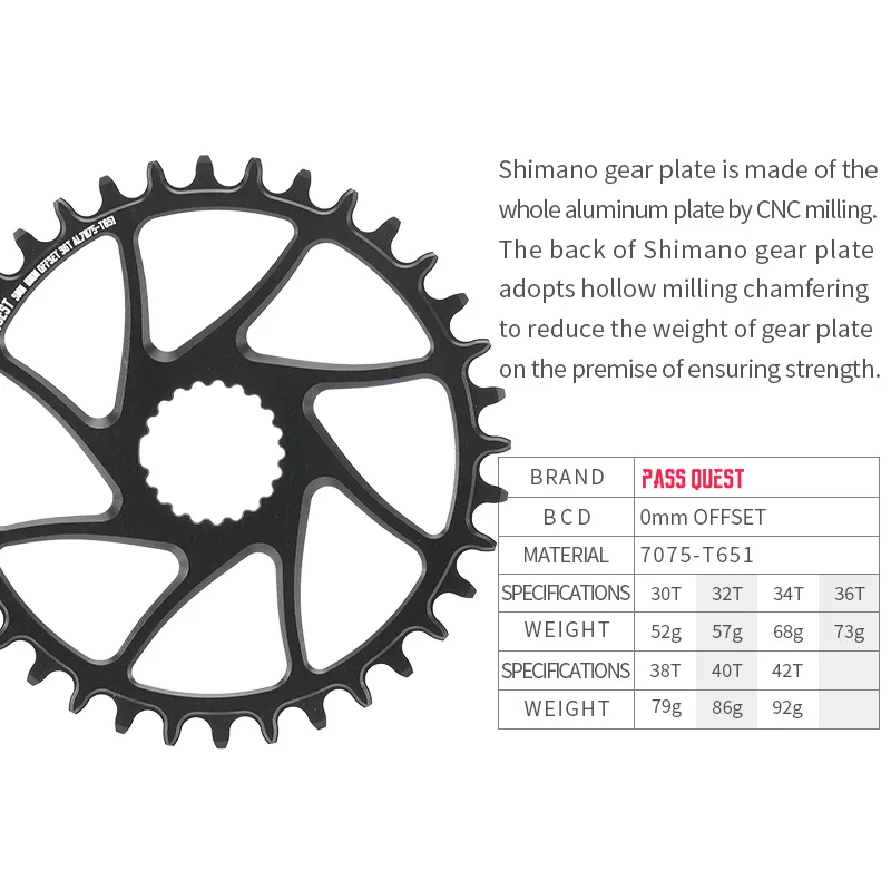 

For SHIMANO 12S Crankset PASS QUEST For M7100 M8100 M9100 9120 MTB 0MM Offset Chainring 30T-42T MTB Narrow Wide MTB Chainwheel