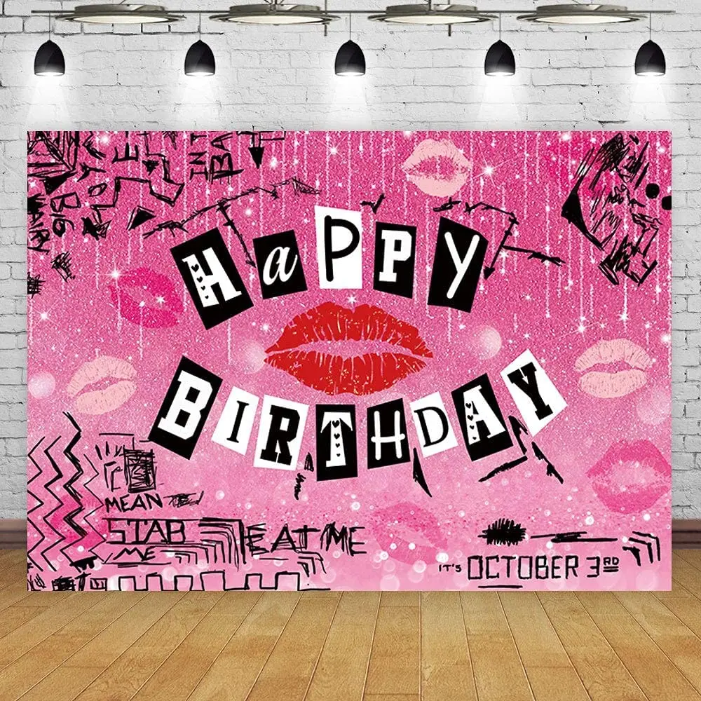 Mean Girls Thema Fotografie Achtergrond Rose Roze Glitter Burn Book Meisjes Zoete Happy Birthday Party Achtergrond Banner Poster