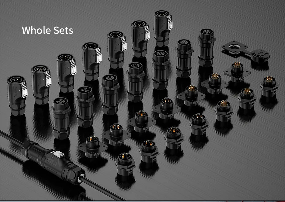 CNLINKO M16 PBT Wasserdichter IP68 Inline-Steckverbinder 2-9-polig Löttyp Stecker+Buchse für Industrieausrüstungen – Detail 12