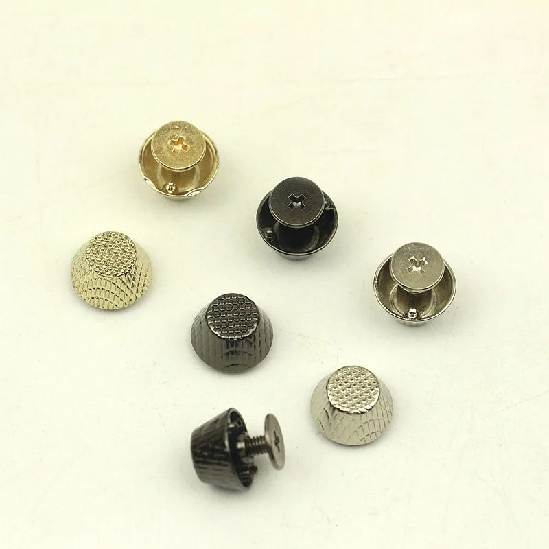 Tachuelas planas con forma de cubo de uñas, tachuelas traseras de tornillo, remaches, artesanía de cuero, decoración de bolso, 12mm, 6 unidades