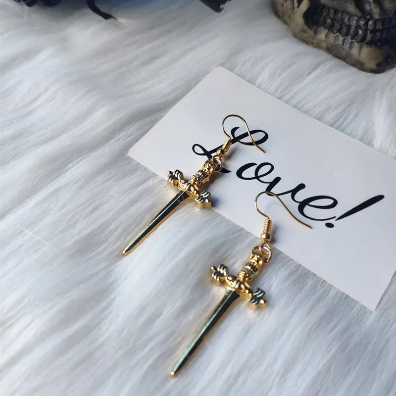 golden colour dagger earrings Sword jewelry Stunning gothic fashion women gift pendant classical new 2020 darkness simple