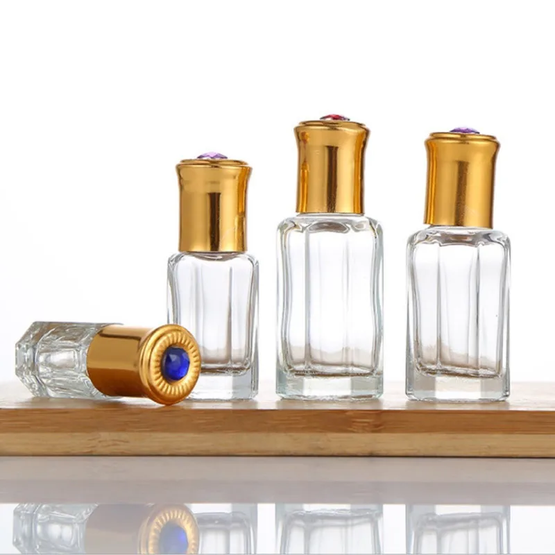 

50pcs/Lot 3ml Empty Roll-on Perfume Bottle Gold Cap 6ml Vials Refillable Aluminum Glass Roller Ball Bottle Essential Oils Bottle