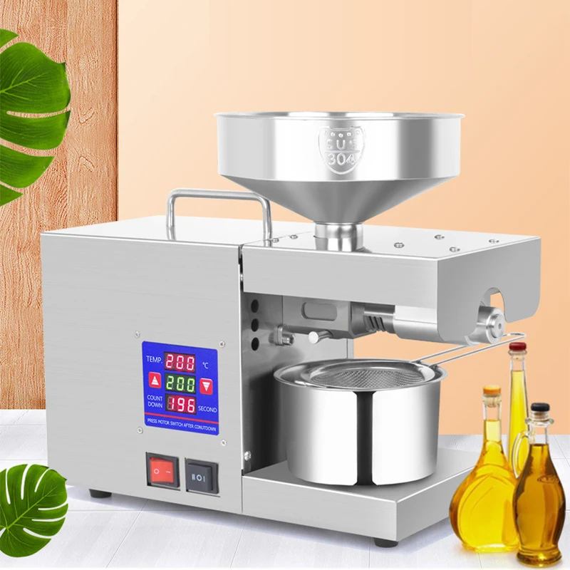 

Intelligent temperature control household oil press 600-1500W automatic frying-free peanut oil production stainless steel family