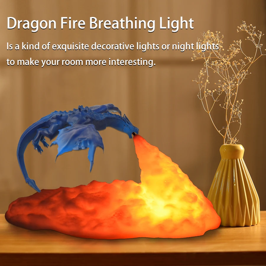 3D Print Dragon Lamp Bedroom Night Light Teenager Room Decoration Rechargeable LED Lights Indoor Desk Lamp Holiday Birthday Gift