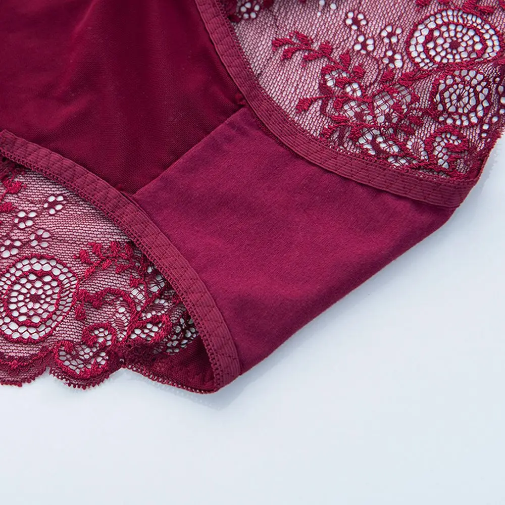3 Packs Plus Fat Ladies Panties Women Underwear Transparent Briefs High Waist Lace Panties Sexy Hollow Women's Panties
