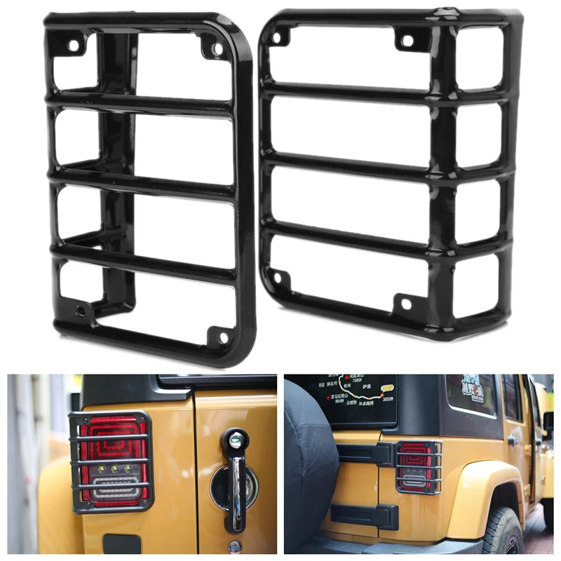 

1 Pair Tail Light Lamp Cover Protector Guard Cover compatible with Jeep Wrangler JK & JK Unlimited 2007-2017