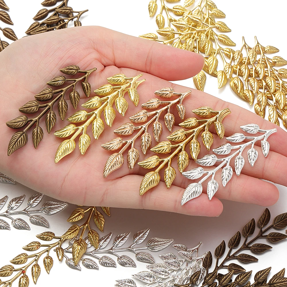 20pcs Gold Matal Leaf Charm 19x64mm Pendants for Hair Sticks Accessories for Jewelry Making Necklace Findings Handmade Craft DIY