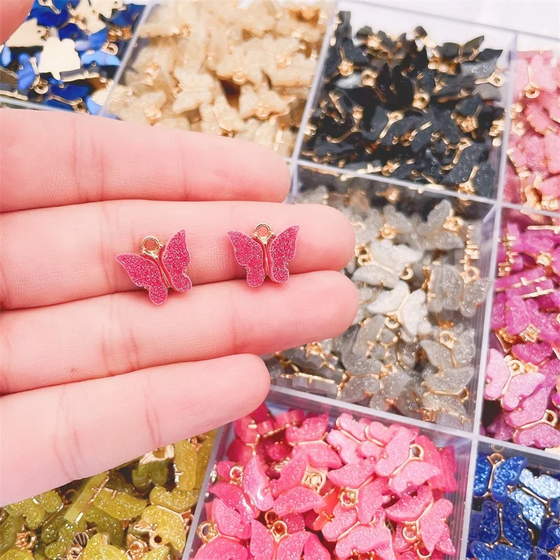 Peixin 10Pcs Cute Butterfly Charms Accessories Wholesale DIY Earrings Findings DIY Jewelry Making Supplies Colorful Butterfly